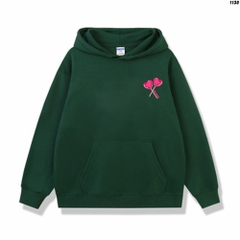 Áo hoodie unisex couple form rộng Nỉ Bông Kẹo Tim 1130 HY KOREA