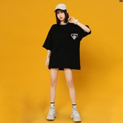 Áo Thun Tay Lỡ Cotton 100 Unisex Form Rộng Bộ xương 758 HY KOREA