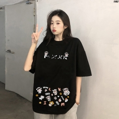 Áo thun tay lỡ unisex form rộng nam nữ Em bé bò HY 1102