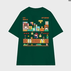 Áo Thun Nữ Tay Lỡ Cotton 100 Unisex Mario Game 1153 HY KOREA