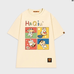 Áo phông nam nữ tay lỡ form rộng cute Bé bút chì HaQiu 967