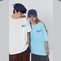 Áo thun HY KOREA logo thêu tay lỡ form rộng nam nữ Hi Bye 11,12