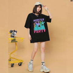 Áo thun tay lỡ nam nữ form rộng Monster Party 960 VyVy