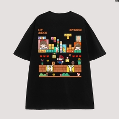 Áo Thun Nữ Tay Lỡ Cotton 100 Unisex Mario Game 1153 HY KOREA