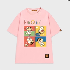 Áo phông nam nữ tay lỡ form rộng cute Bé bút chì HaQiu 967