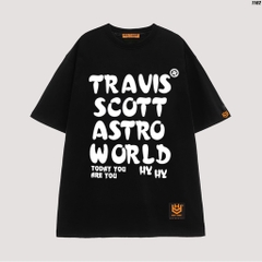 Áo thun tay lỡ form rộng nam nữ chữ Travis Scott 1162 HY KOREA