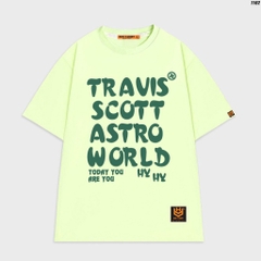 Áo thun tay lỡ form rộng nam nữ chữ Travis Scott 1162 HY KOREA