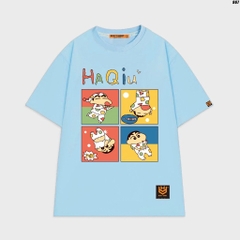 Áo phông nam nữ tay lỡ form rộng cute Bé bút chì HaQiu 967
