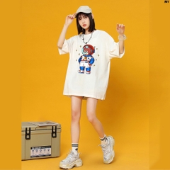 Áo thun tay lỡ unisex form rộng Cún Phi hành gia 961