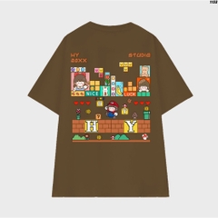 Áo Thun Nữ Tay Lỡ Cotton 100 Unisex Mario Game 1153 HY KOREA