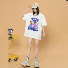 Áo thun tay lỡ nữ form rộng cute Cowbell 959