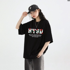 Áo thun nam nữ tay lỡ form rộng unisex Hoa hồng quấn HYSD 1163