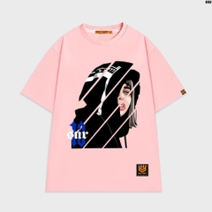 Áo phông unisex tay lỡ form rộng Cô gái áo đen 965