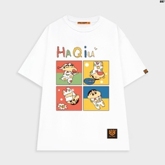 Áo phông nam nữ tay lỡ form rộng cute Bé bút chì HaQiu 967