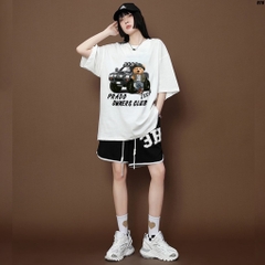 Áo phông nam nữ tay lỡ form rộng cute Gấu xe Jep 976