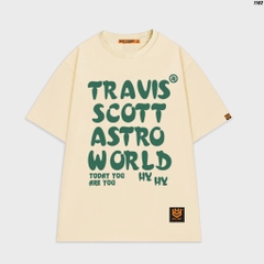 Áo thun tay lỡ form rộng nam nữ chữ Travis Scott 1162 HY KOREA