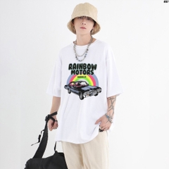 Áo thun form rộng tay lỡ Rainbow Motor 957 dành cho nam nữ