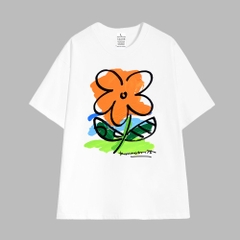 Áo Thun Nam Nữ HY KOREA Tay Lỡ Cotton 100 Unisex Bông hoa Cam 979