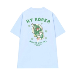 Áo Thun Nam Nữ HY KOREA Tay Lỡ Cotton 100 Unisex Trà sữa Matcha 988