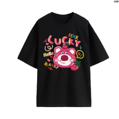 Áo Phông Unisex Tay Lỡ Đầu gấu Lucky 1179 Cotton 100 Quảng Châu Màu Pastel