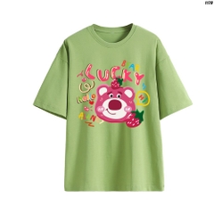 Áo Phông Unisex Tay Lỡ Đầu gấu Lucky 1179 Cotton 100 Quảng Châu Màu Pastel