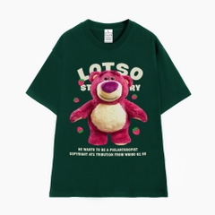 Áo Thun Cotton 100 Nam Nữ Gấu Lotso 1084 HY KOREA Tay Lỡ Unisex