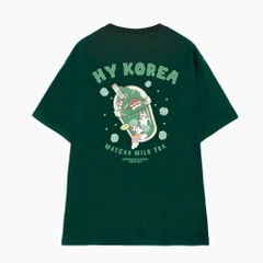Áo Thun Nam Nữ HY KOREA Tay Lỡ Cotton 100 Unisex Trà sữa Matcha 988