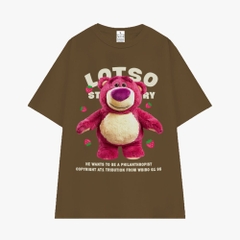 Áo Thun Cotton 100 Nam Nữ Gấu Lotso 1084 HY KOREA Tay Lỡ Unisex