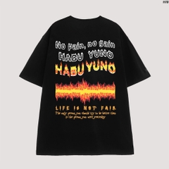 Áo thun tay lỡ form rộng nam nữ HABU YUNO Lửa 1173