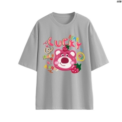 Áo Phông Unisex Tay Lỡ Đầu gấu Lucky 1179 Cotton 100 Quảng Châu Màu Pastel