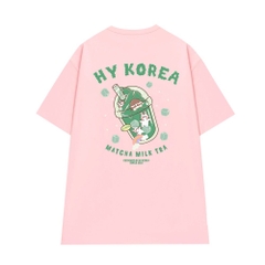Áo Thun Nam Nữ HY KOREA Tay Lỡ Cotton 100 Unisex Trà sữa Matcha 988