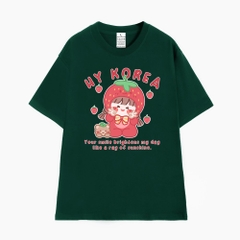Áo Thun Nữ HY KOREA Tay Lỡ Cotton 100 Em bé Dâu 983