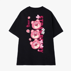 Áo Thun Nam Nữ Couple Gấu dọc 1085 HY KOREA Tay Lỡ Cotton 100