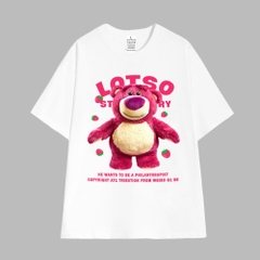 Áo Thun Cotton 100 Nam Nữ Gấu Lotso 1084 HY KOREA Tay Lỡ Unisex