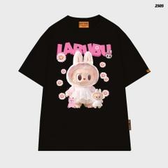 Áo thun LABUBU HY KOREA Gấu Labubu Công chúa 2505 tay lỡ cotton 75 form rộng phong cách dễ thương