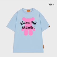 Áo thun Gấu Hồng Beautiful 1953 HY KOREA tay lỡ cotton 75 form rộng unisex