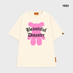 Áo thun Gấu Hồng Beautiful 1953 HY KOREA tay lỡ cotton 75 form rộng unisex