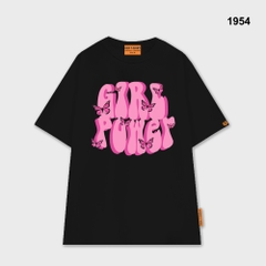 Áo thun HY KOREA Girl Power 1954 tay lỡ cotton 75 form rộng unisex
