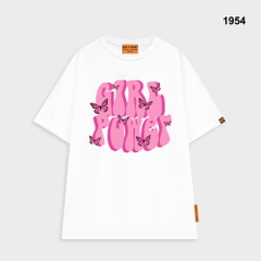 Áo thun HY KOREA Girl Power 1954 tay lỡ cotton 75 form rộng unisex