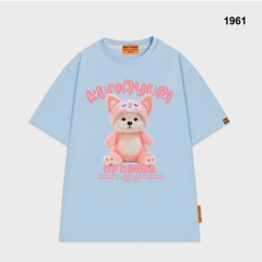 Áo thun HY KOREA Kumayuri 1961 tay lỡ cotton 75 form rộng unisex dễ thương