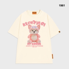 Áo thun HY KOREA Kumayuri 1961 tay lỡ cotton 75 form rộng unisex dễ thương