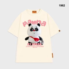 Áo thun HY KOREA Gấu Panda túi đỏ 1962 tay lỡ cotton 75 form rộng unisex