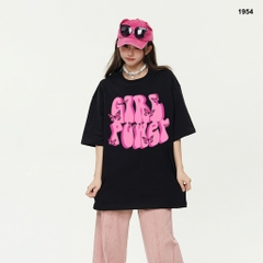 Áo thun HY KOREA Girl Power 1954 tay lỡ cotton 75 form rộng unisex