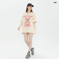 Áo thun HY KOREA Kumayuri 1961 tay lỡ cotton 75 form rộng unisex dễ thương