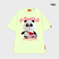 Áo thun HY KOREA Gấu Panda túi đỏ 1962 tay lỡ cotton 75 form rộng unisex