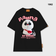 Áo thun HY KOREA Gấu Panda túi đỏ 1962 tay lỡ cotton 75 form rộng unisex