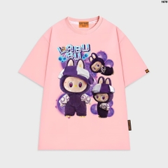 Áo thun LABUBU HY KOREA Gấu Labubu Hành Tinh Tím 1670 tay lỡ cotton 75 form rộng phong cách dễ thương