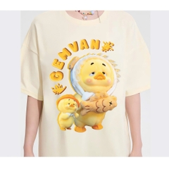 Áo thun HY KOREA Vịt Gemvan Bánh Cá 1691 tay lỡ cotton 75 form rộng nam nữ unisex