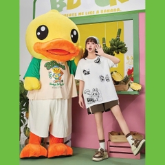 Áo thun LABUBU HY KOREA Labubu Boom 1807 tay lỡ cotton 75 form rộng nam nữ unisex