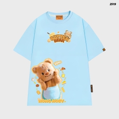 Áo thun Nong Noey HY KOREA ButterBear Bánh Bơ 2519 tay lỡ cotton 75 form rộng nữ dễ thương